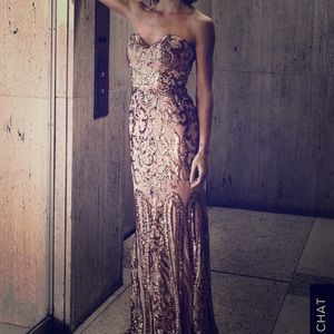 Rose gold Strapless sequin dress